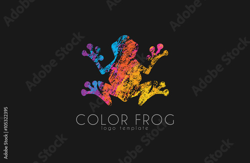 Frog logo. Color frog logo. Creative logo design. Animal logo.