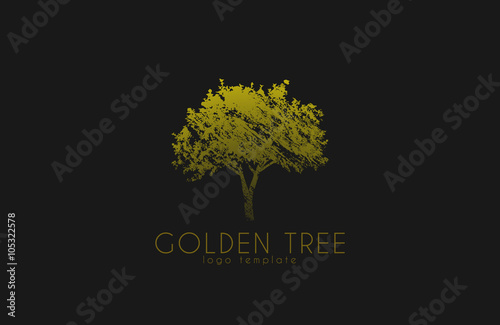Tree logo. Golden tree. Nature logo design. Beautiful logo. Creative logo