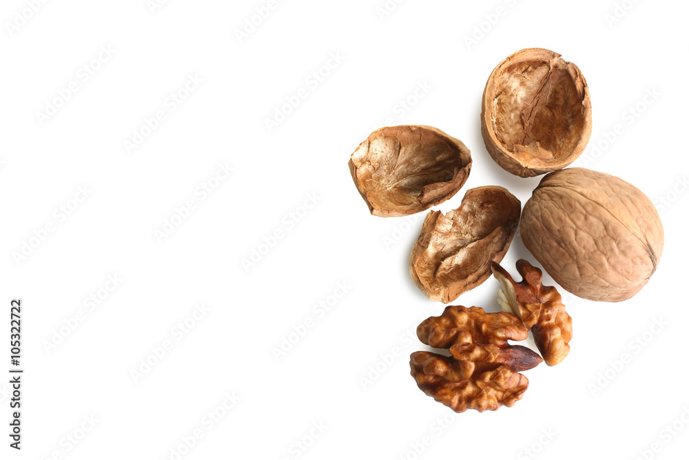 delicious and nutritious broken walnuts isolated on white background delicious and nutritious broken walnuts isolated on white background
