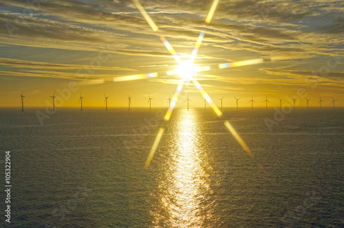 Middelgrunden: an offshore wind farm in the Oresund 3.5 km outside Copenhagen, Denmark. January 05, 2013 photo