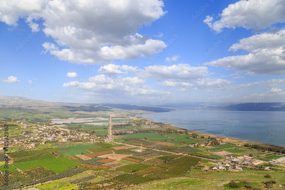 a view of the Sea of Galilee from Mount Arbel