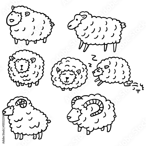 vector set of sheep