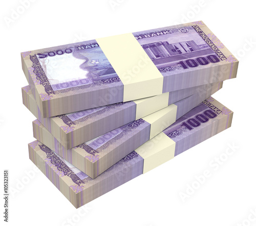 Bangladeshi taka bills isolated on white background. Computer generated 3D photo rendering.