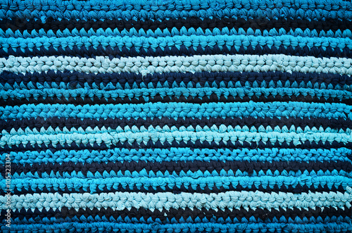 Cotton t-shirts upcycle handmade navy blue cyan striped rug texture.