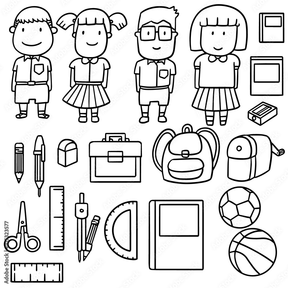 Fototapeta premium vector set of student and stationary