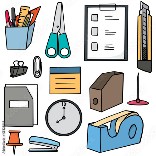 vector set of office accessories