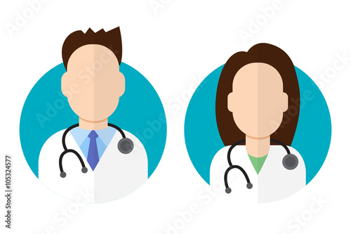 Doctor icon flat style male and female