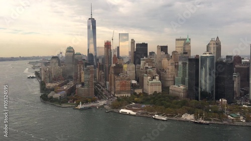 Aerial view of Downtown Manhattan from helicopter photo
