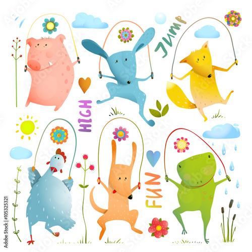 Animal Set Jumping Rope Colorful Collection