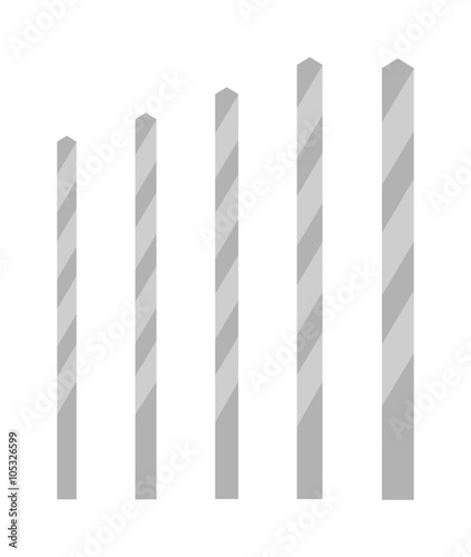 Metal drill bits of different sizes vector isolated over white background