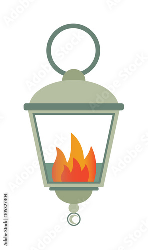 Street fire lamp isolated on white background flat vector illustration. 