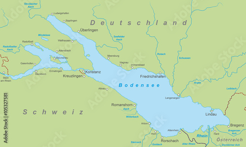 Der Bodensee - Karte in Gr  n