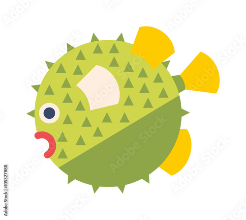 Ocean animal design of fish hedgehog cartoon ocean life vector illustration.