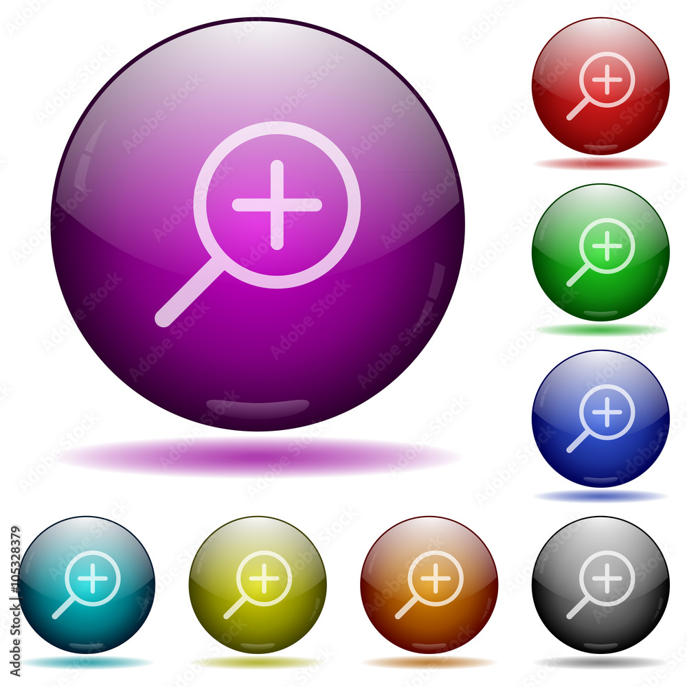 Zoom in glass sphere buttons Zoom in glass sphere buttons
