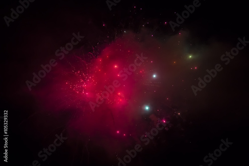 fireworks explosion seems like as distant galaxies in the sky