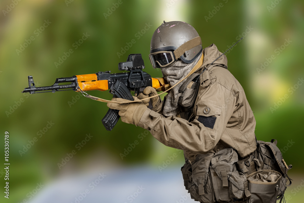 Fototapeta premium Special forces soldier with rifle