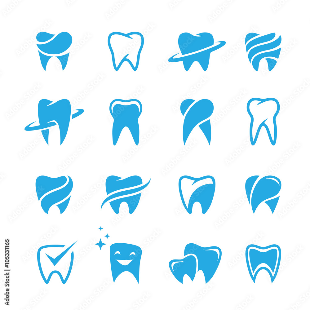 Teeth icon set isolated on white background Stock Vector | Adobe Stock