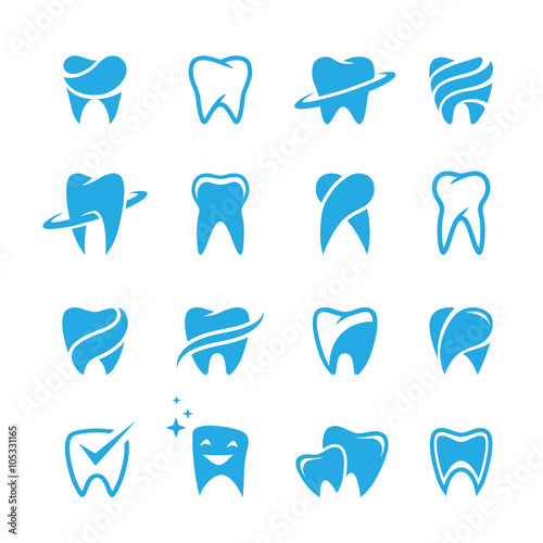 Teeth icon set isolated on white background