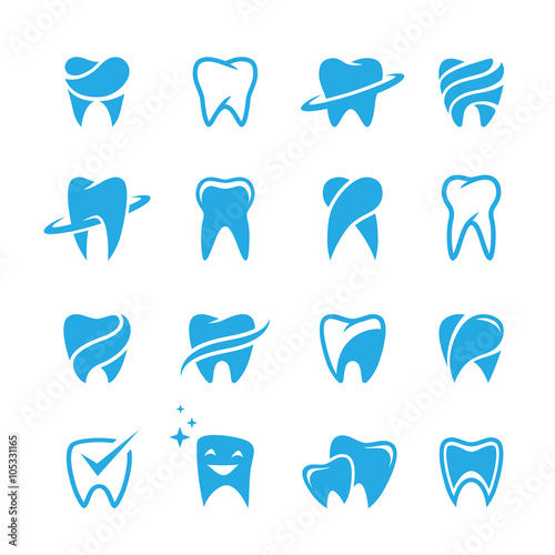 Teeth icon set isolated on white background photo