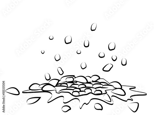 Pile of smashed  ground, heap of soil - vector silhouette illustration isolated on white background.