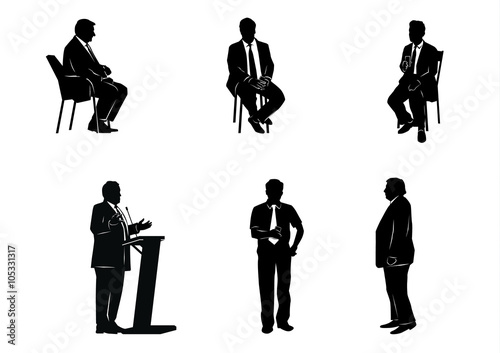 Six business people silhouettes