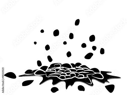 Pile of smashed  ground, heap of soil - vector silhouette illustration isolated on white background.