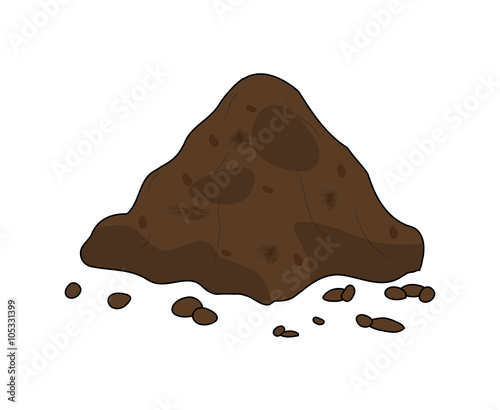Pile of ground, heap of soil - vector illustration isolated on white background.