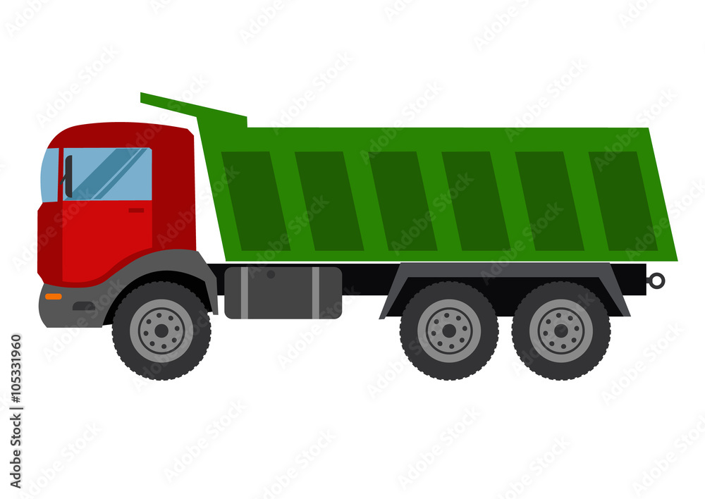 Autotruck  Tipping lorry  Tripper truck vector icon isolated Tipping lorry. Autotruck vector isolated.Building truck machine.lift cargo vehicle