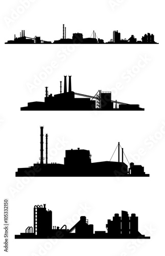 Three factories silhouettes