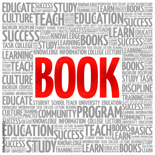 BOOK word cloud, education concept background