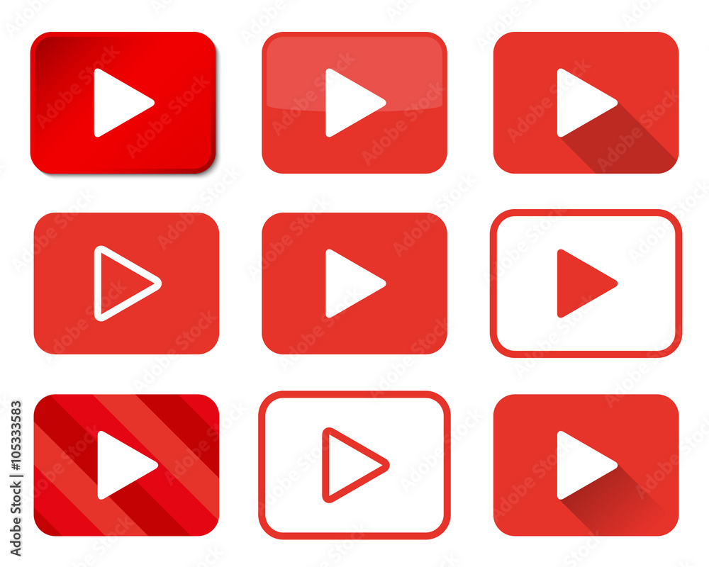 Set of play buttons in different styles. Vector illustration. Set of play buttons in different styles. Vector illustration.