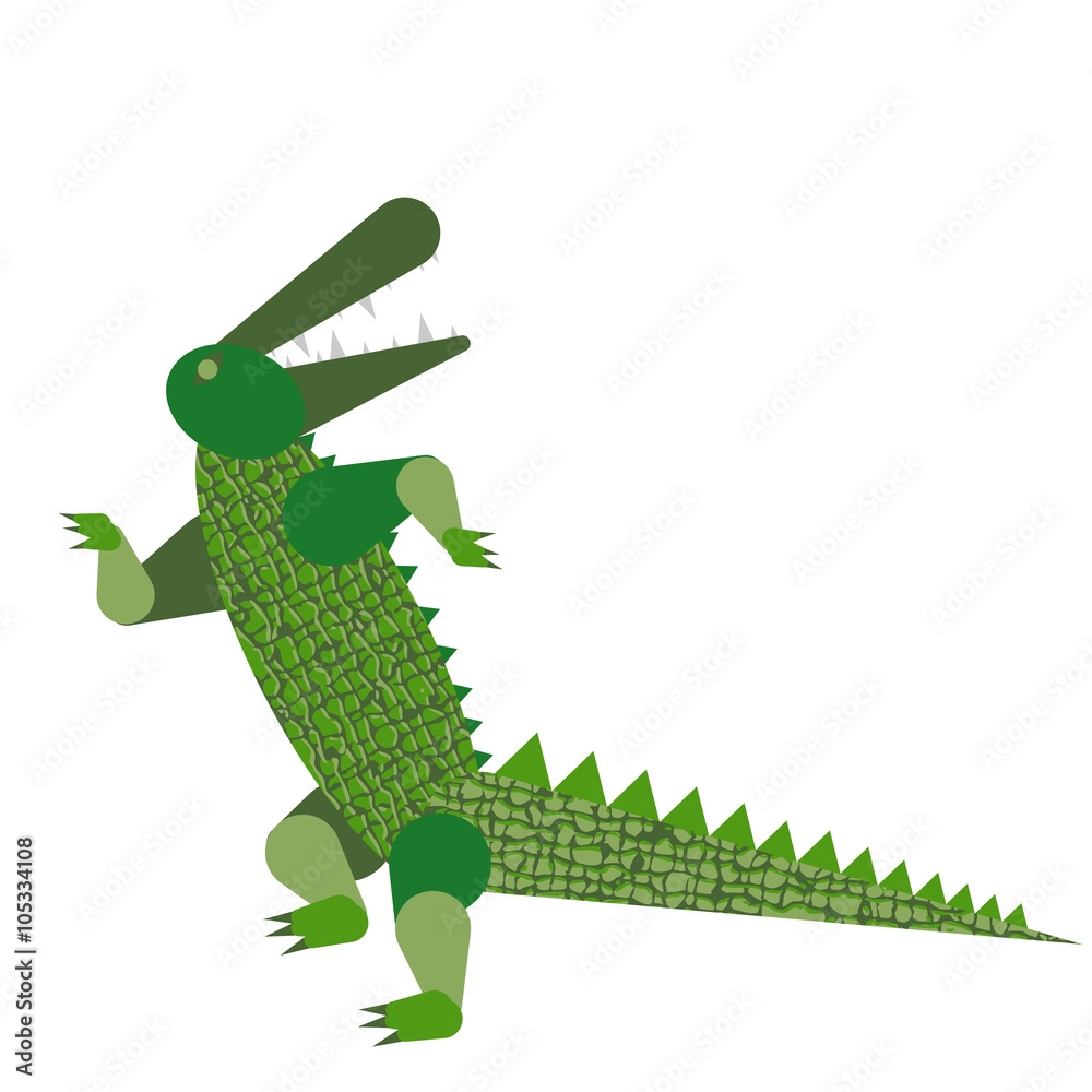 Fototapeta premium Abstract dancing crocodile isolated on white background. Vector