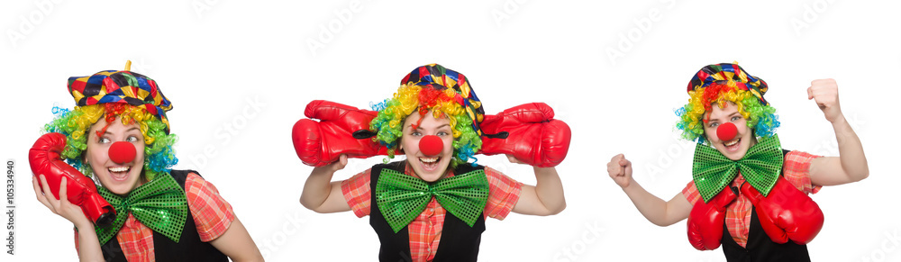 Clown in various poses isolated on white Clown in various poses isolated on white