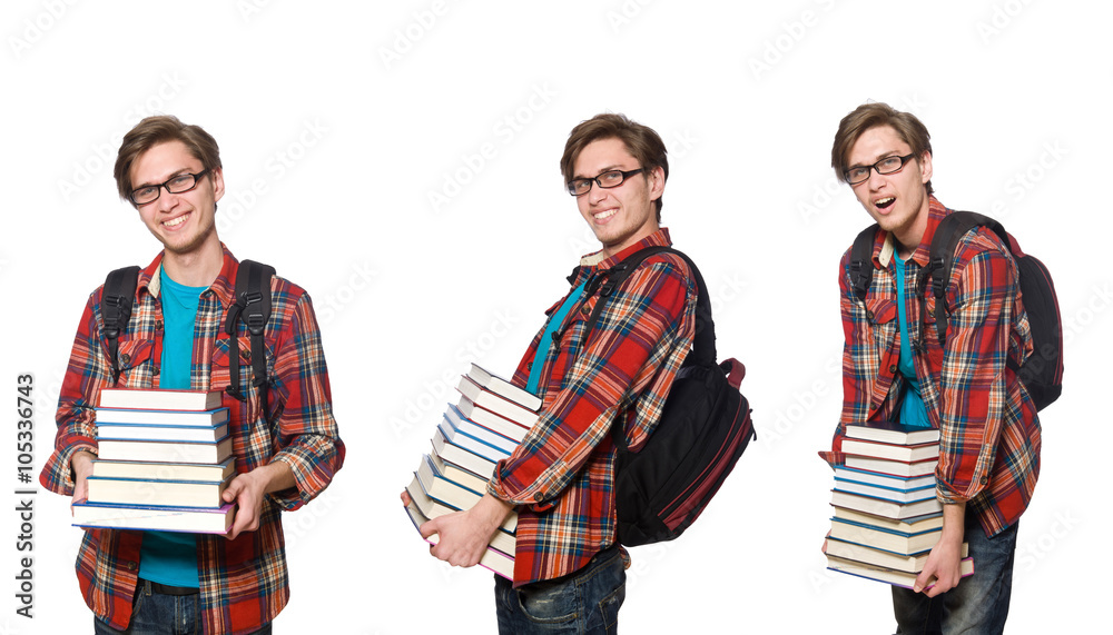 Composite photo of student with books Composite photo of student with books