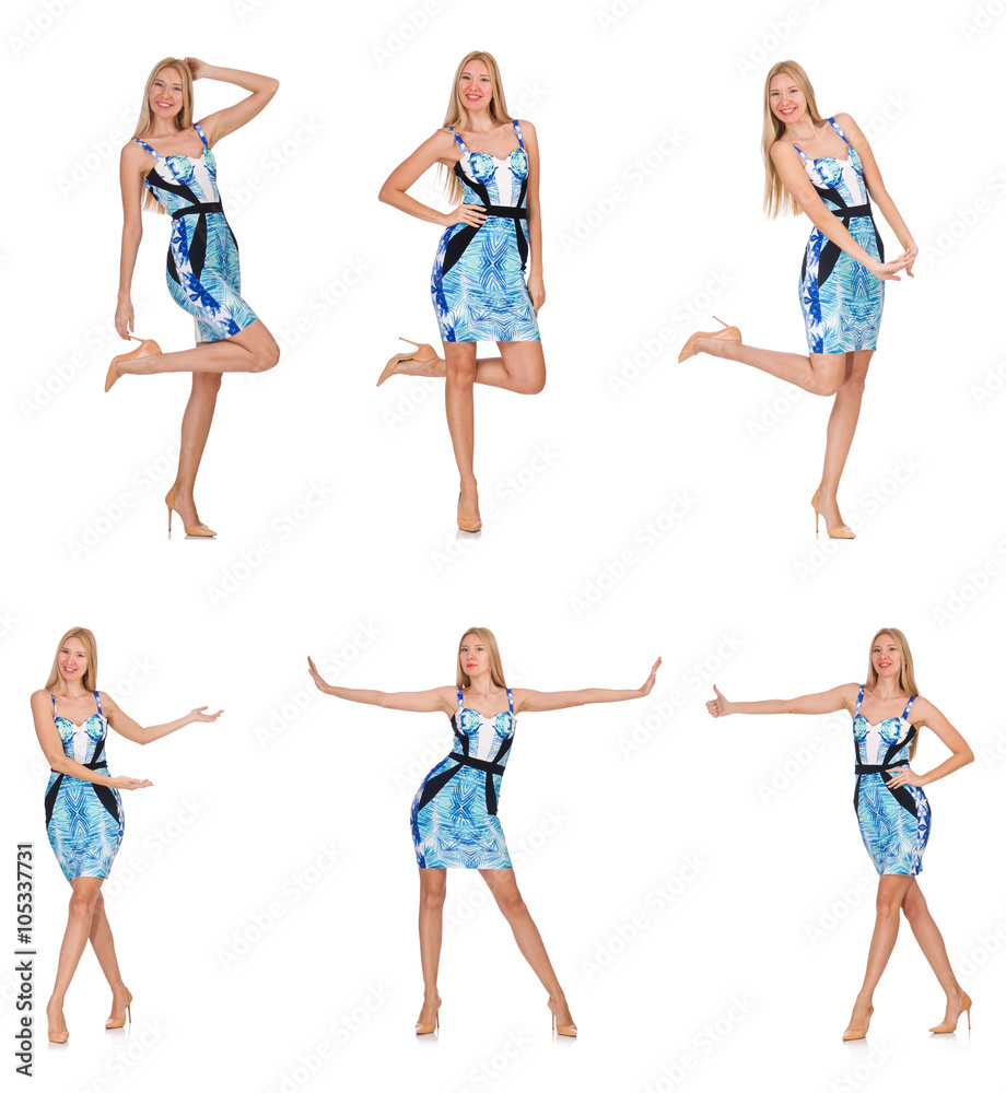 Composite photo of woman in various poses Composite photo of woman in various poses