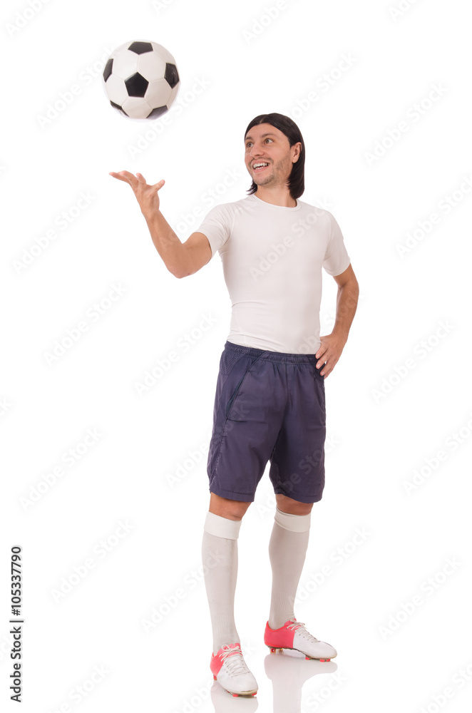 Young footballer isolated on the white Young footballer isolated on the white