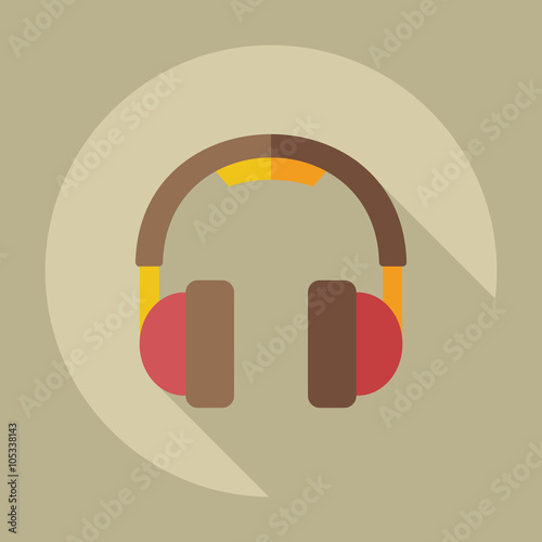 Flat modern design with shadow icons headphones