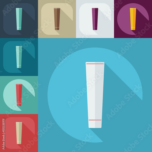 Flat modern design with shadow a tube of toothpaste