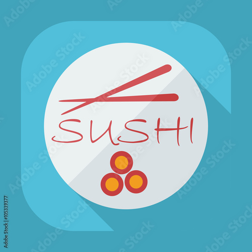 Flat modern design with shadow icons Japanese sushi