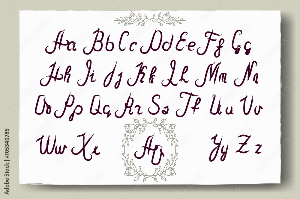 Hand drawn alphabet written with brush pen. Full version Hand drawn alphabet written with brush pen. Full version