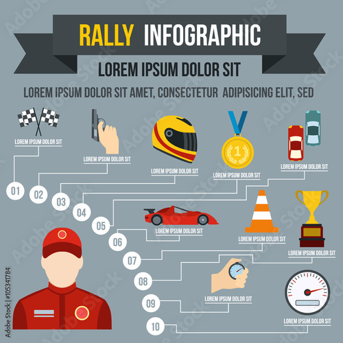 Rally infographic, flat style