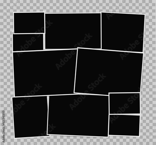 Photo frames album composition on transparent background. Vector