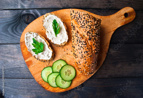 Slices of fresh homemade baguette