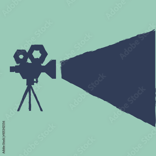 Cool retro movie projector detailed poster. background