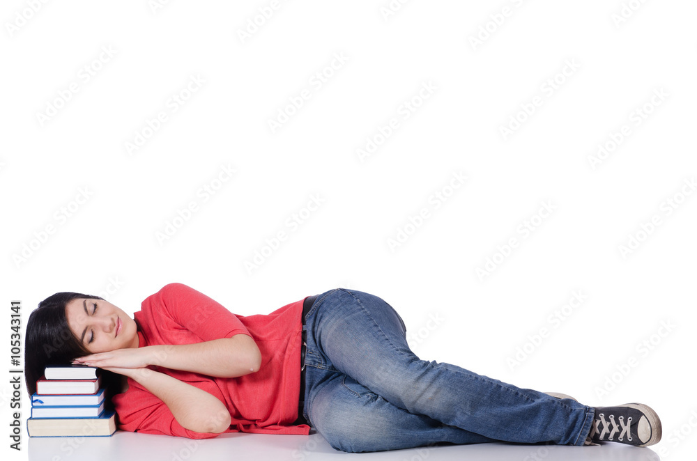 Young student isolated on the white
