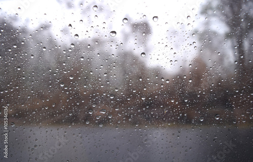 Rain drops on the car side mirror