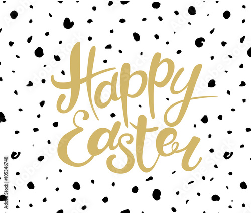 Happy Easter lettering. Typographical Background with decoration