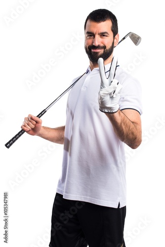 Golfer doing victory gesture
