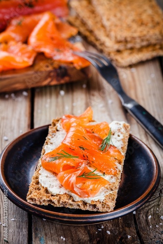 Toast with smoked salmon