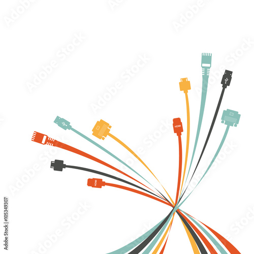 Plug Wire Cable Computer colorful vector illustration